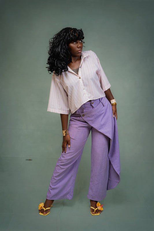 Chemise crop rayée femme