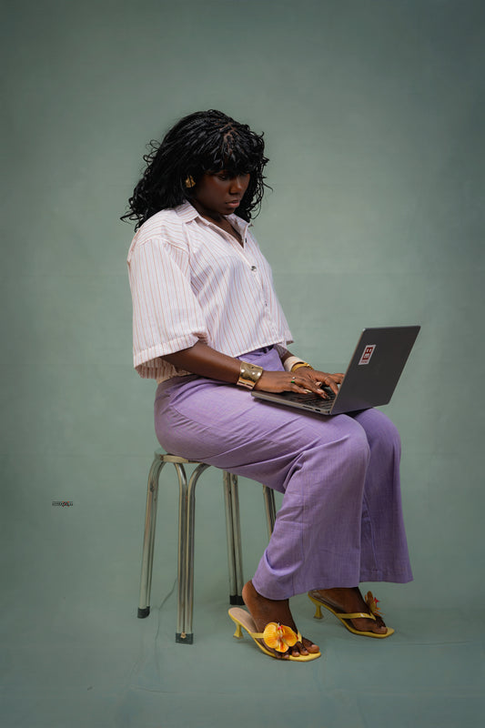 Pantalon lilas effet habillé Femme
